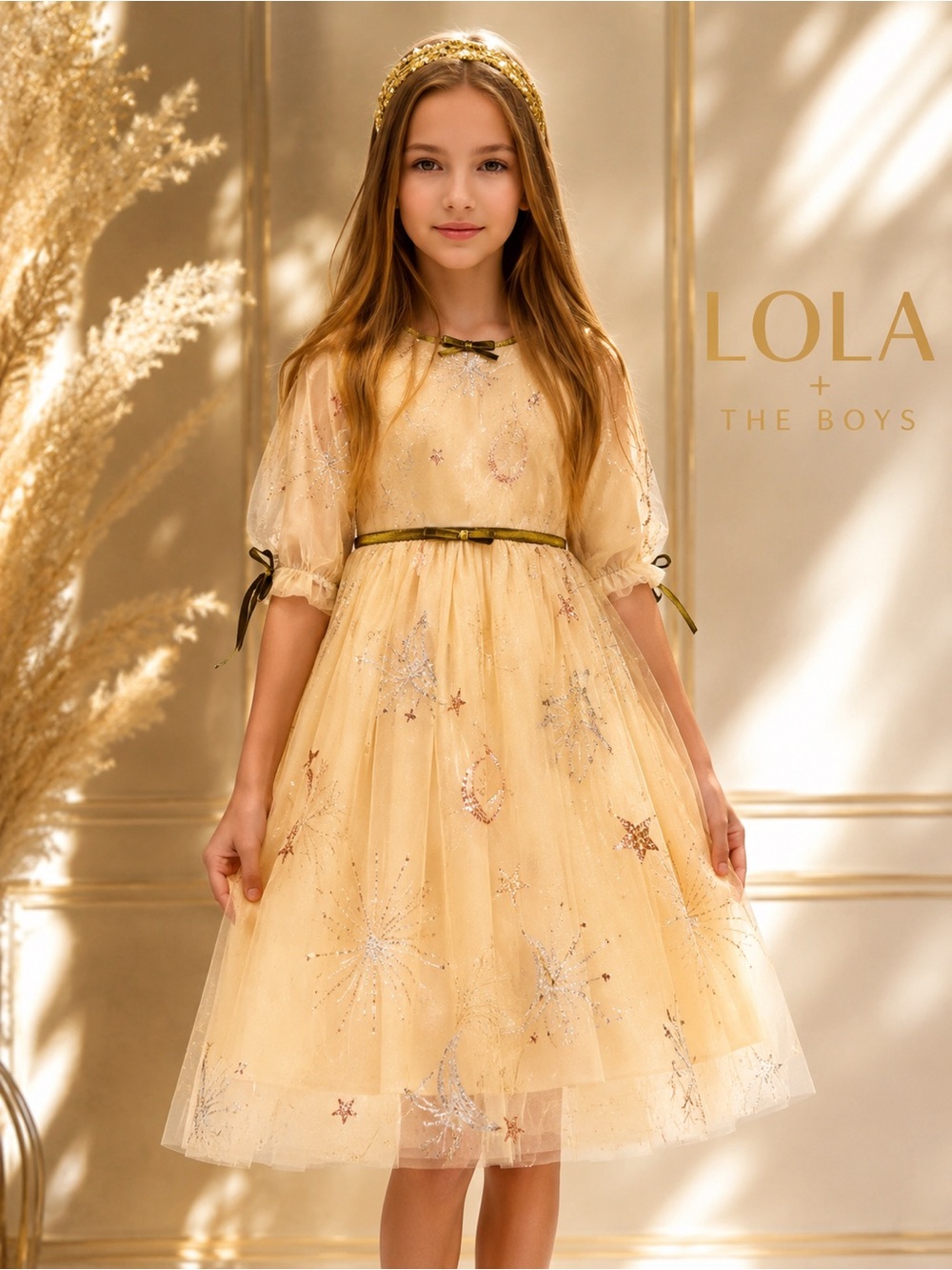 Lola + The Boys Golden Star Tulle Sequin Unicorn Party Dress, Size 12 - Picture 4 of 13